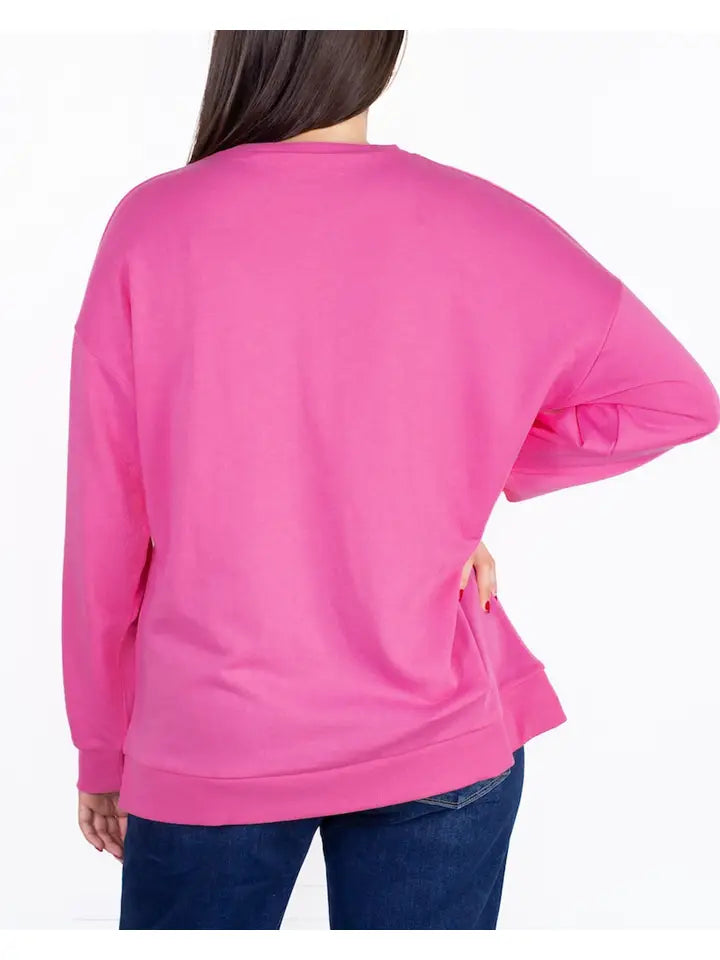 The Royal Standard Women's Christmas Queen Sequin Sweatshirt Pink/Multi