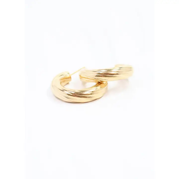Caroline Hill Cornelius Twisted Hoop Earring Shiny Gold