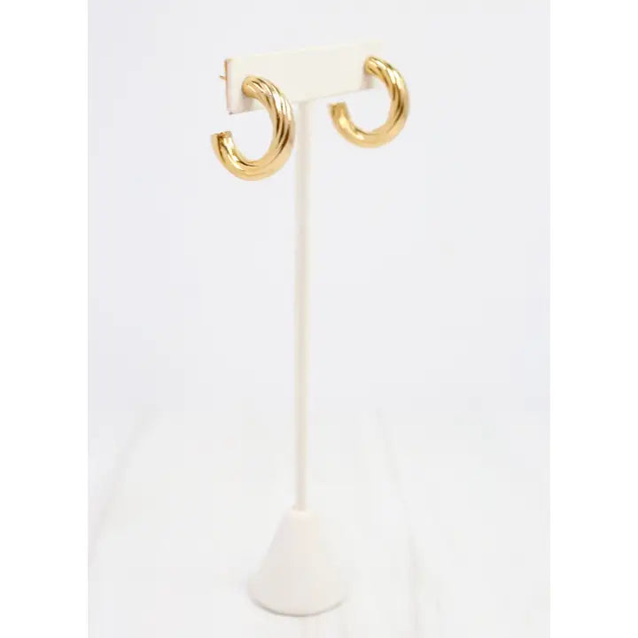 Caroline Hill Cornelius Twisted Hoop Earring Shiny Gold