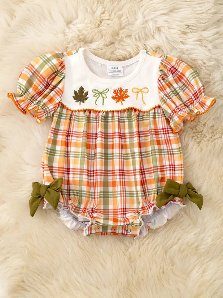 Girls Cute Autumn Embroidered Baby Romper