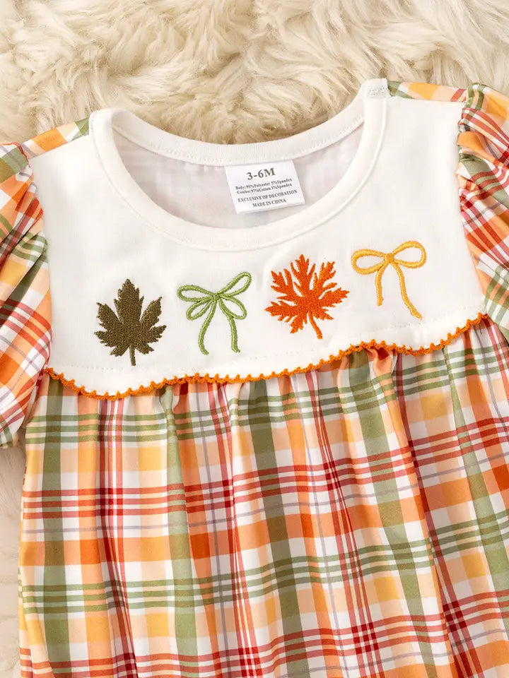 Girls Cute Autumn Embroidered Baby Romper