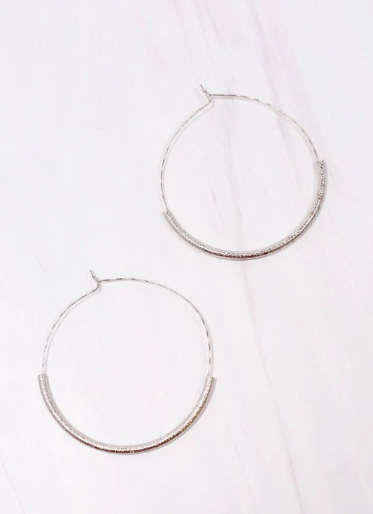 Caroline Hill Silver Sand Dunes Threader Hoop Earrings