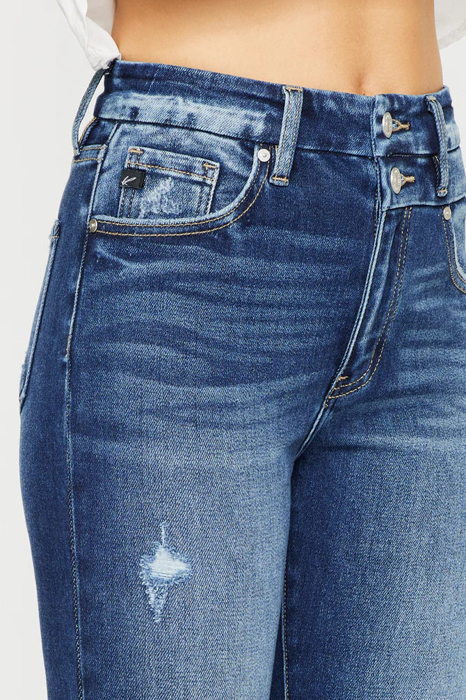 Kancan Womens Dark Dara High Rise Bootcut Jeans