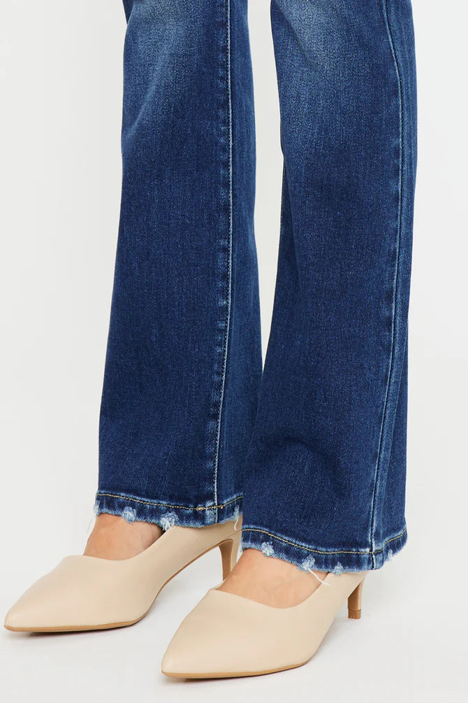 Kancan Womens Dark Dara High Rise Bootcut Jeans