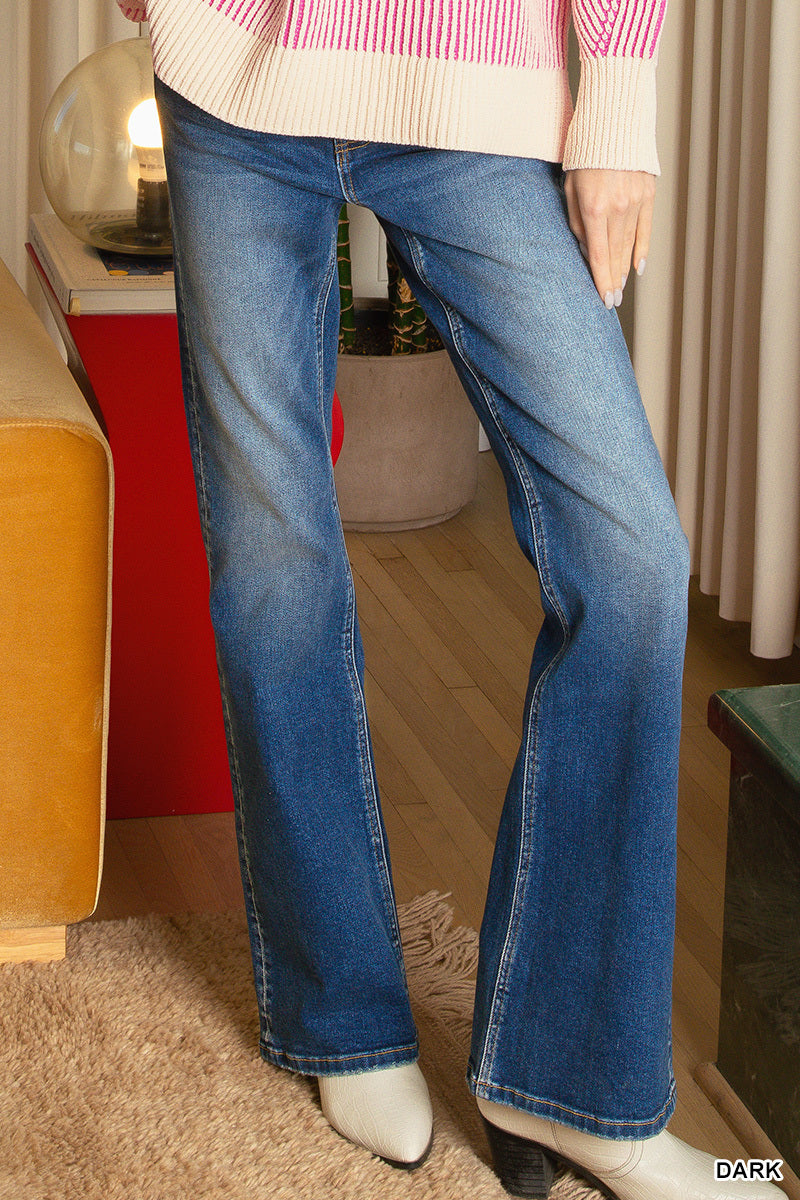 Womens Zenana Dark Wash Bootcut Denim Pants