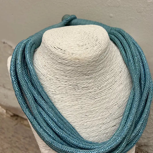 Dusty Light Blue Slub 8-Strand Necklace