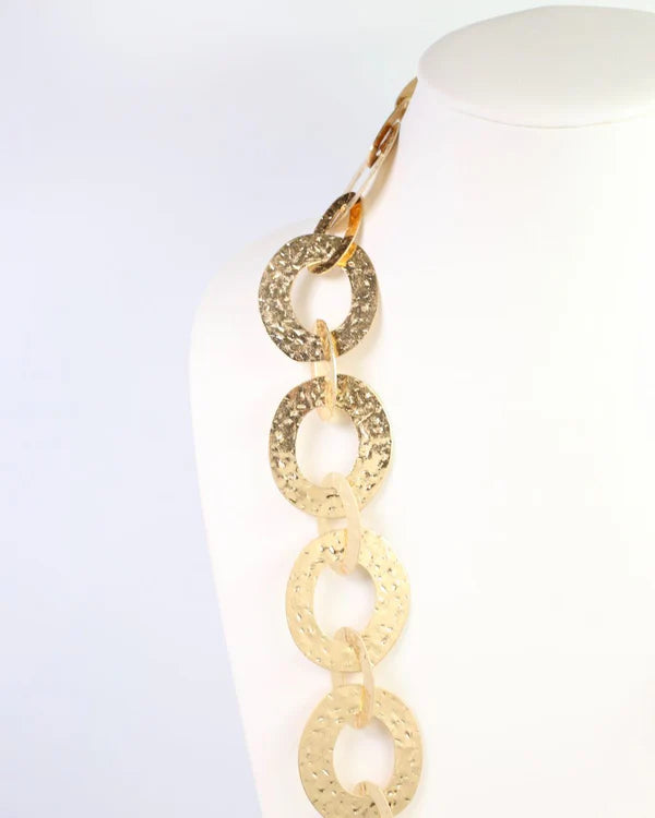 Caroline Hill Ellsworth Hammered Long Link Necklace Gold