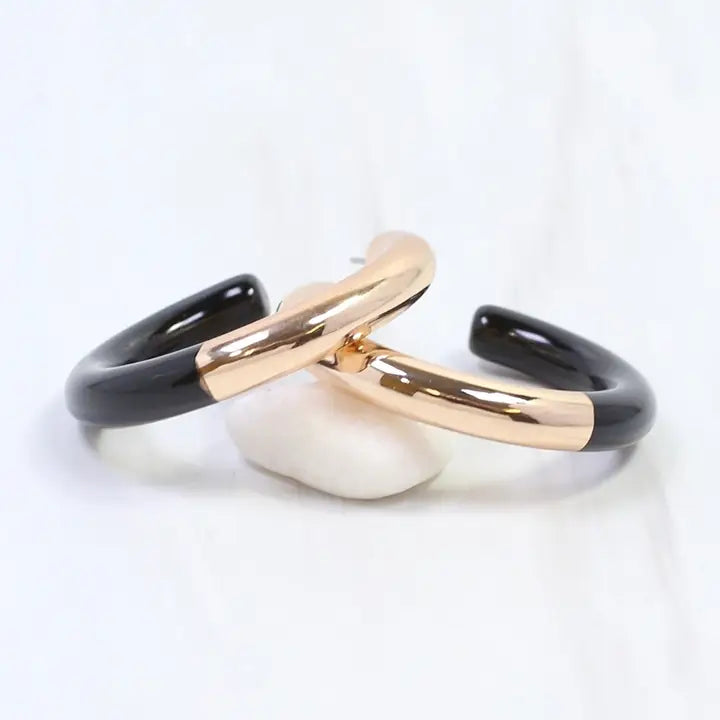 Caroline Hill Elyse Hoop Earring Black
