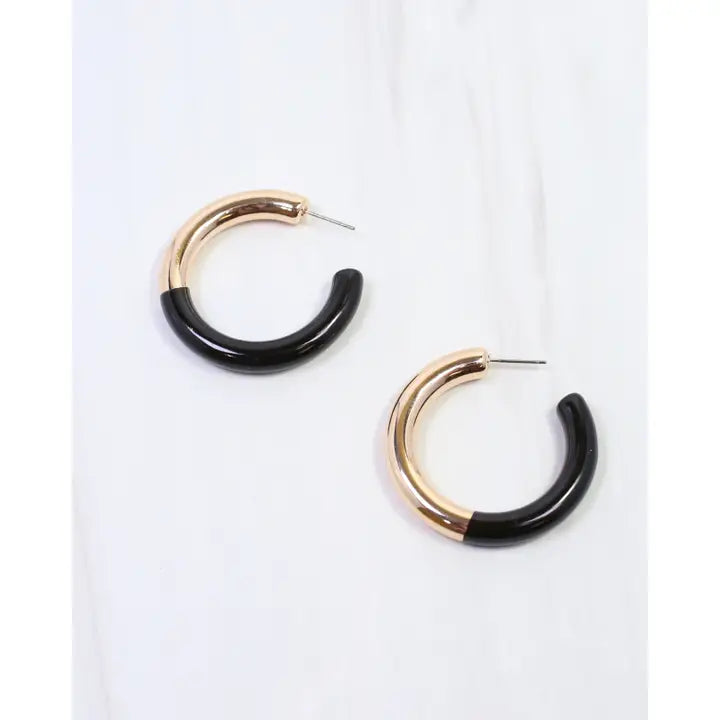Caroline Hill Elyse Hoop Earring Black