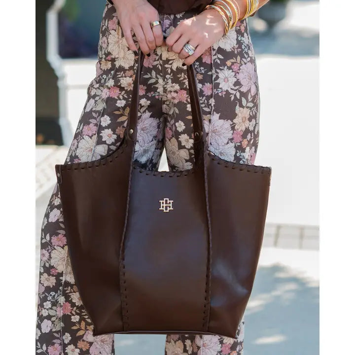 Caroline Hill Emory Whipstitch Tote D Chocolate