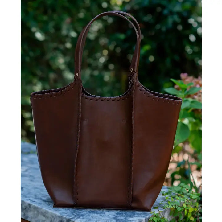 Caroline Hill Emory Whipstitch Tote D Chocolate