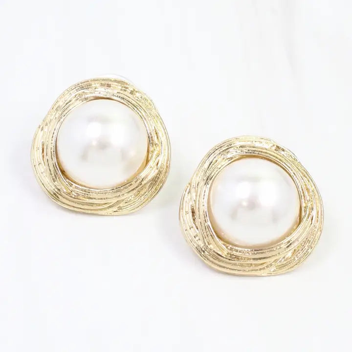 Caroline Hill Enoch Pearl Stud Earring Gold