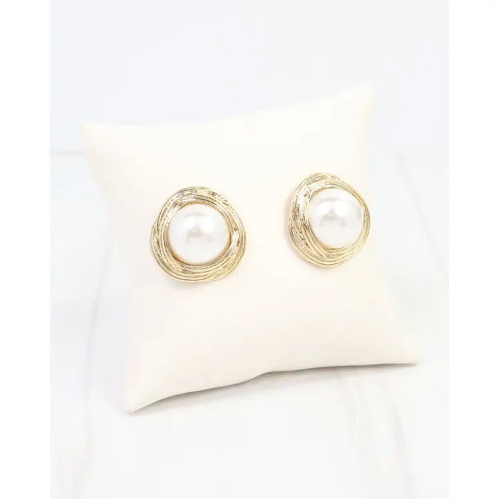 Caroline Hill Enoch Pearl Stud Earring Gold