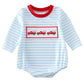 Boys Blue Heart Truck Embroidered Stripe Boy Bubble