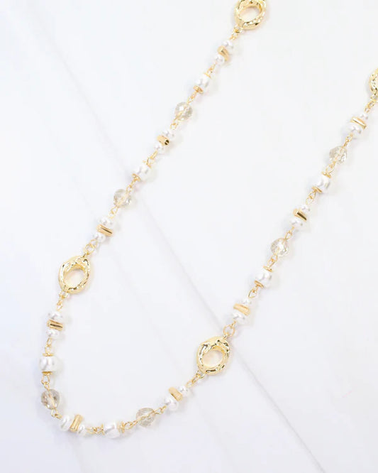 Caroline Hill Fairbanks Long Glass Beaded Necklace Pearl