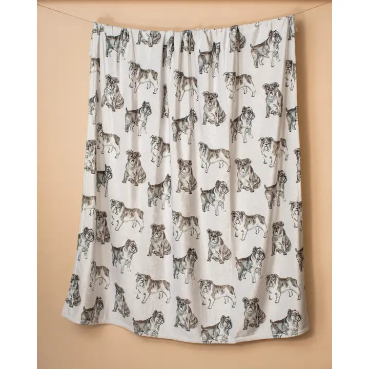 Forever Bulldog Throw White/Multi 50x60