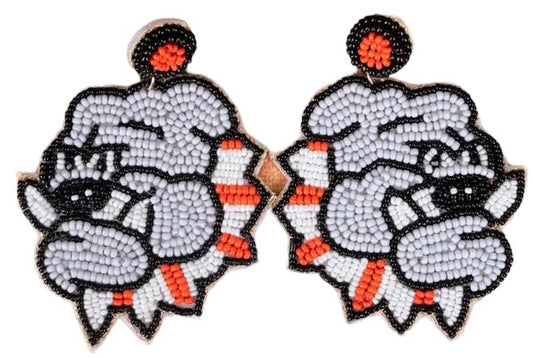 Viola Mascot Bulldog Game Day Seed Bead Earrings
