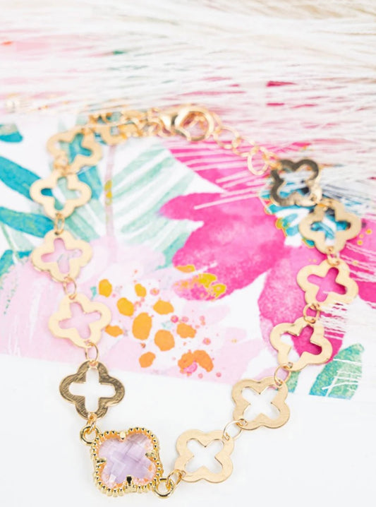 The Juliette Pink Quatrefoil Bracelet