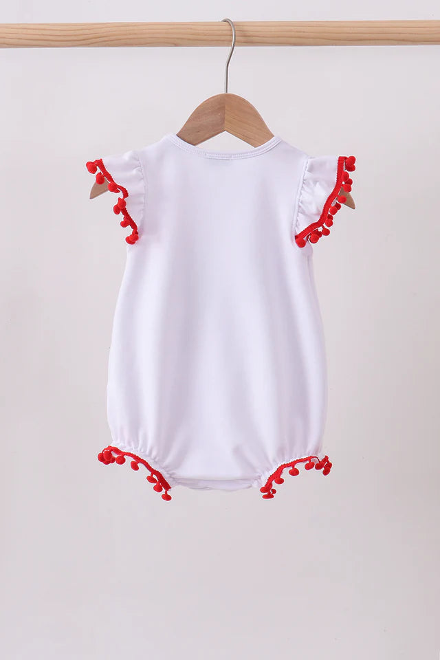 Girls Americana White Bow Sequin Romper