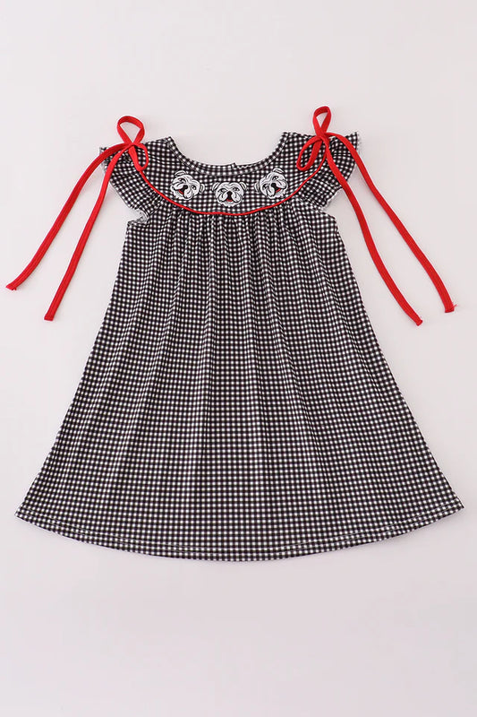 Girls Georgia Bulldog Embroidery Plaid Dress