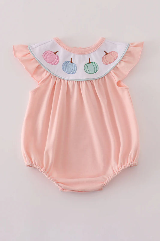 Girls Pumpkin Pink Embroidery Bubble