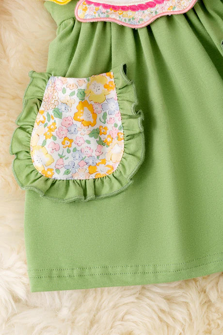 Girls Scarecrow Suspender Dress With Floral Undershirt