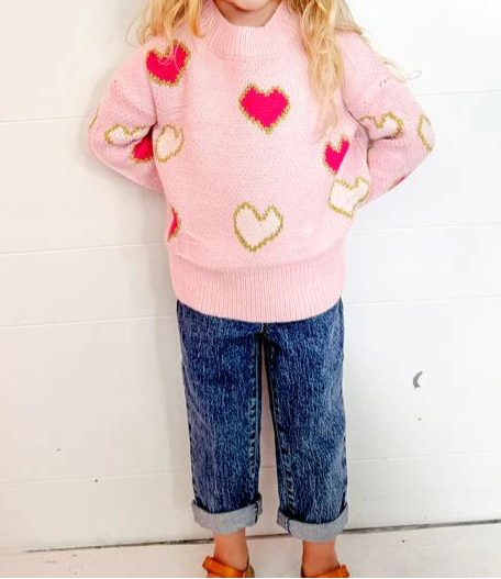 Girls Love Is In The Air Pink Heart Sweater