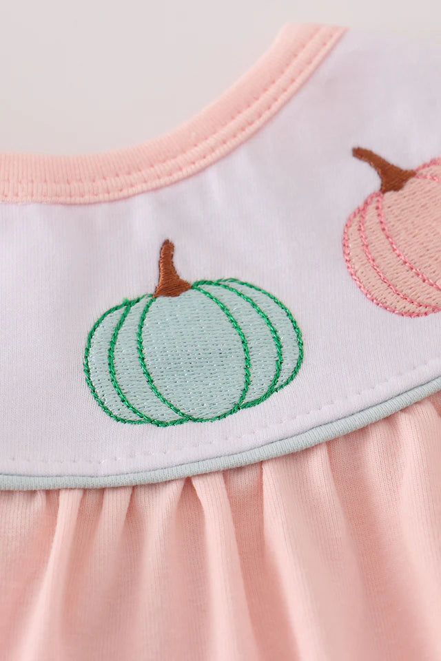 Girls Pumpkin Pink Embroidery Bloomer Set