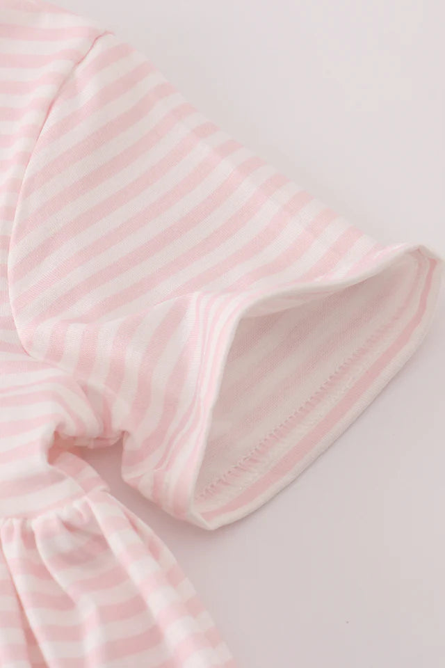 Girls Scarecrow Embroidery Stripe Dress