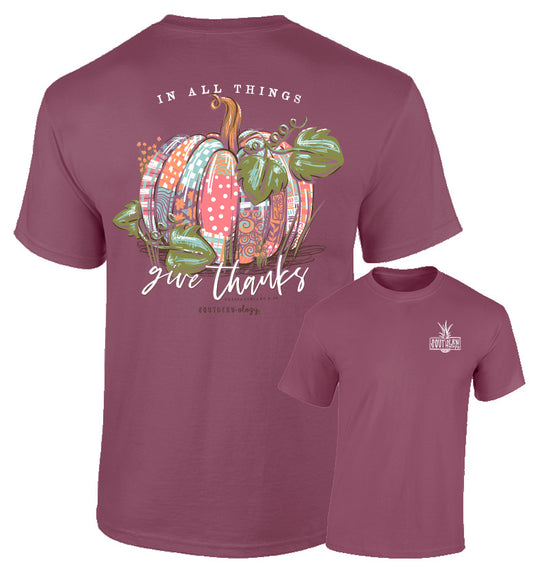 Southernology Give Thanks Patchwork Pumpkin T-Shirt
