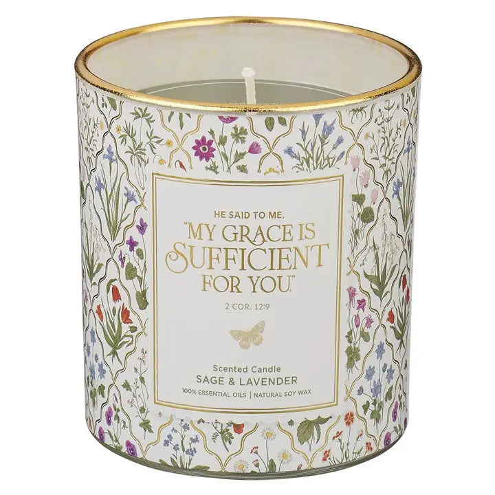 Glass Candle My Grace Is Sufficient 2 Cor. 12:9