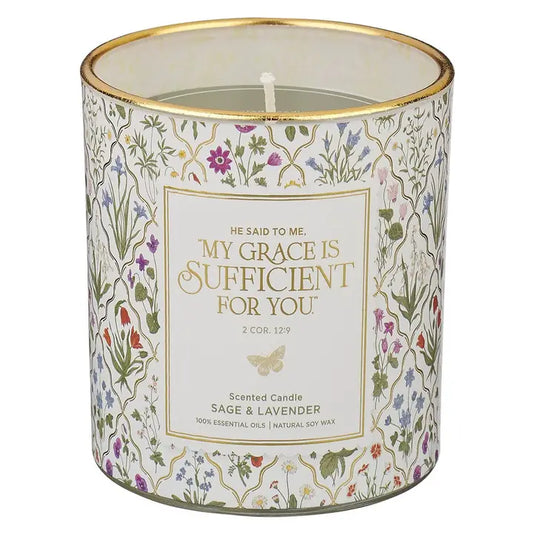 Glass Candle My Grace Is Sufficient 2 Cor. 12:9
