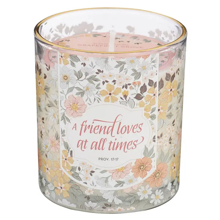 Glass Candle Peach A Friend Loves At All Times Prov. 17:17