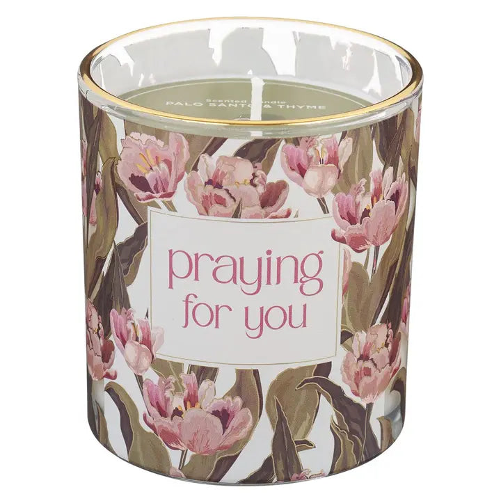 Glass Candle Praying For You