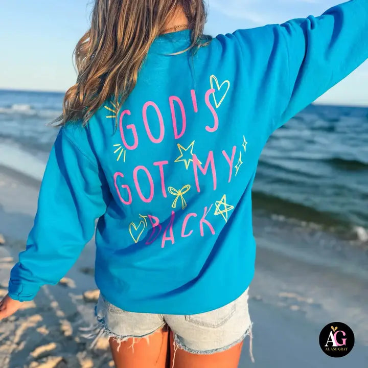 Women's Teal God's Got My Back Sweatshirt