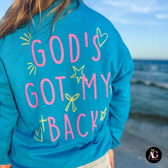 Women's Teal God's Got My Back Sweatshirt
