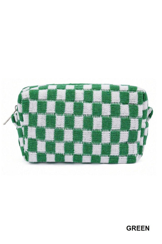 Zenana Green Checkered Makeup Cosmetic Pouch Bag