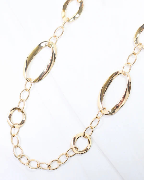 Caroline Hill Groton Oval Chain Long Necklace Gold