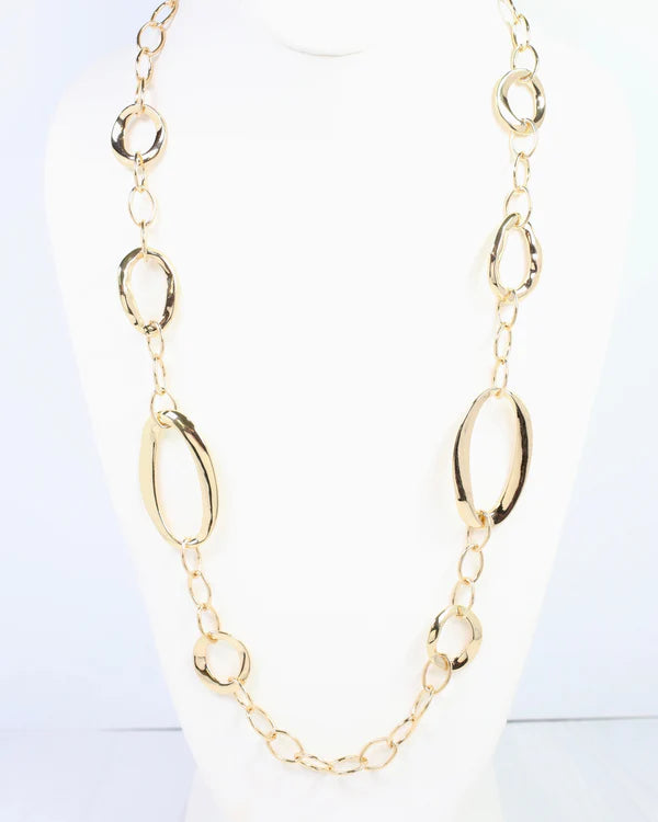 Caroline Hill Groton Oval Chain Long Necklace Gold