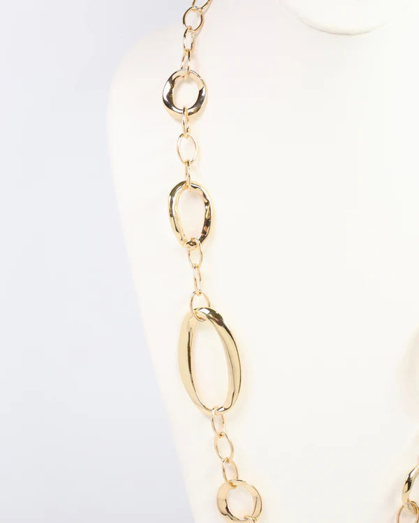 Caroline Hill Groton Oval Chain Long Necklace Gold