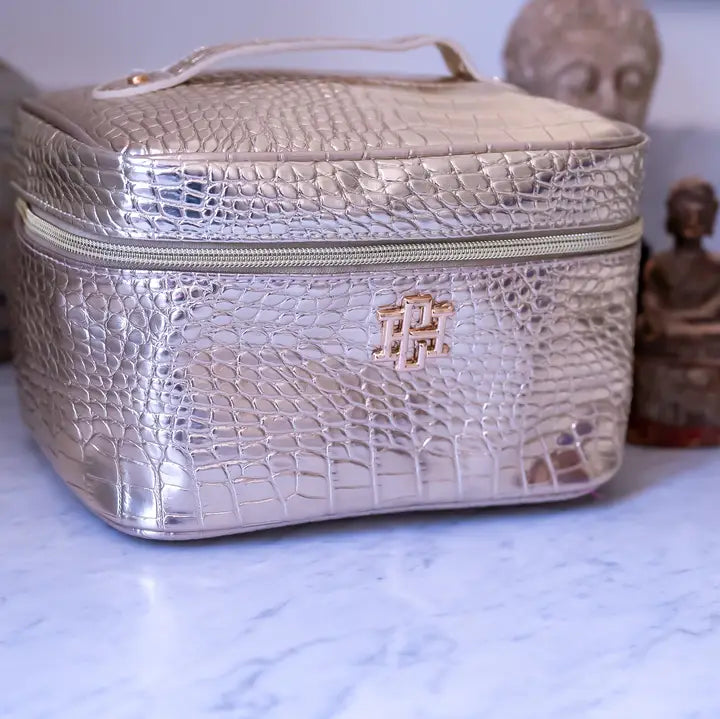 Caroline Hill Hampton Train Case Gold