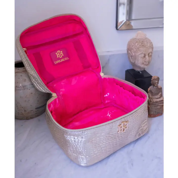 Caroline Hill Hampton Train Case Gold