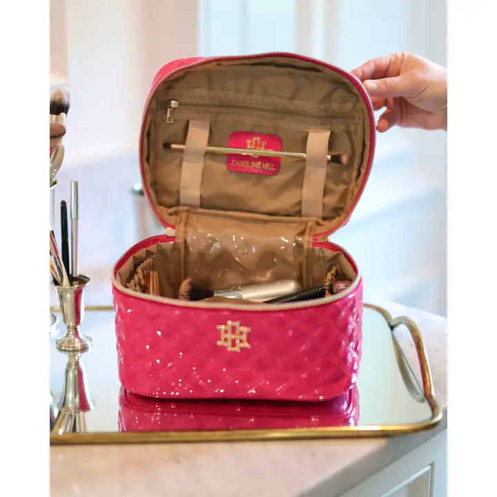 Caroline Hill Hampton Train Case Hot Pink