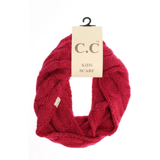 Kids Hot Pink Solid Cable Knit C.C Infinity Scarf