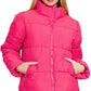 Womens Zenana Hot Pink Puffer Jacket