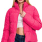 Womens Zenana Hot Pink Puffer Jacket