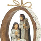 Ornament Holy Family Inside Birch Bark Circle Resin