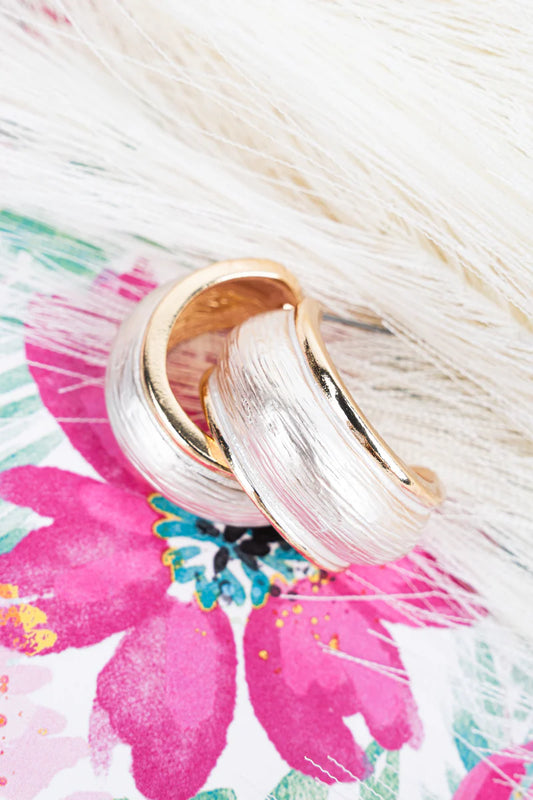 Runway Ready White & Goldtone Hoop Earrings