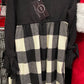 Girls GTOG Black And Ivory Plaid Sweater Dress With Tie Sleeves