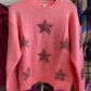 Womens Jodifl Candy Pink Star Textured Knit Pullover